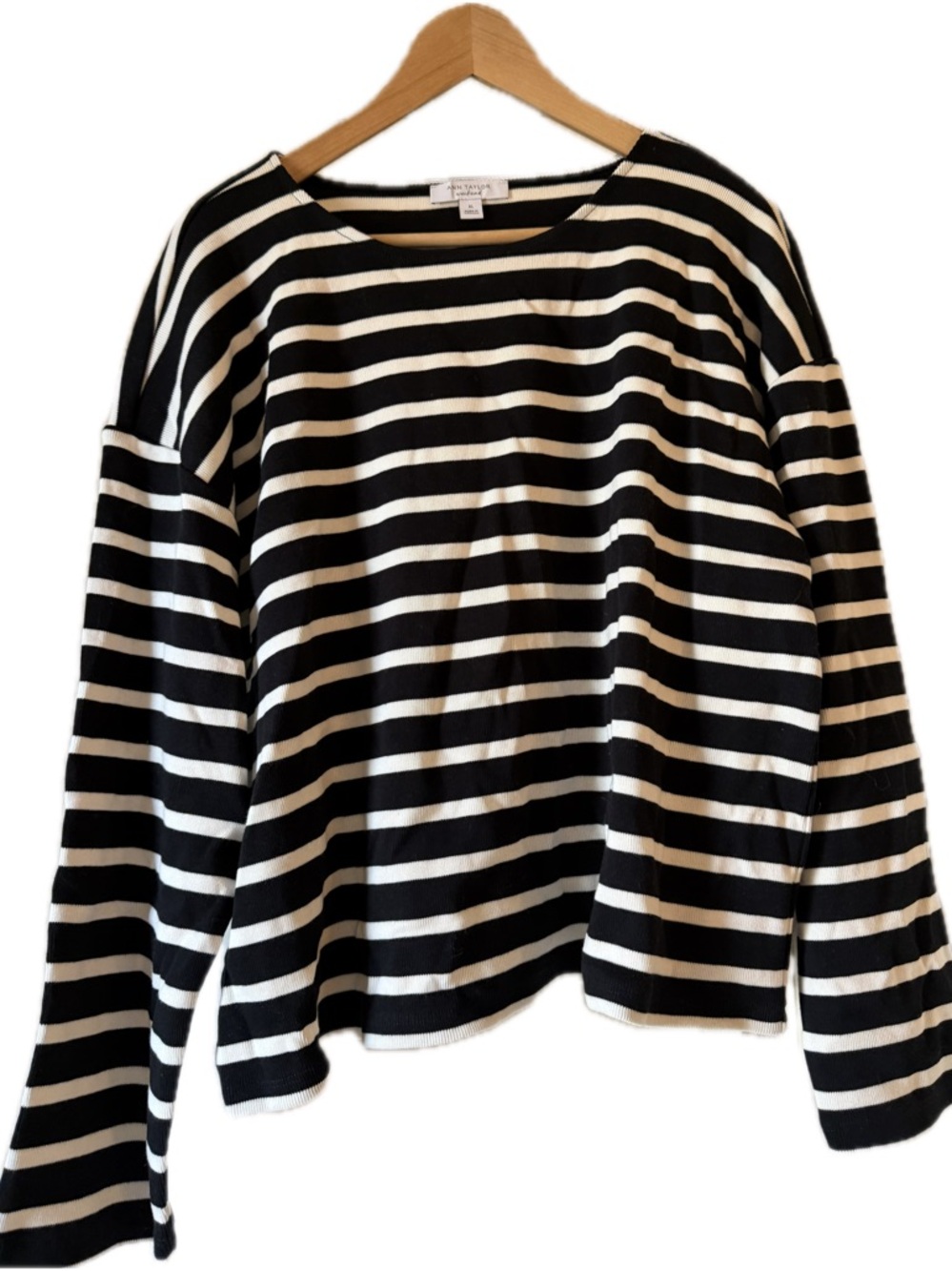 Ann Taylor Black & White Striped Knit Top